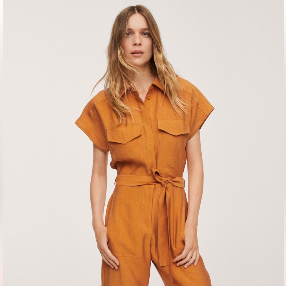 NWT Mango Golden Orange Jumpsuit
